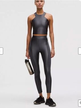 NWT Gray Satin Shine Lululemon Panelled High-Rise Tight 25"